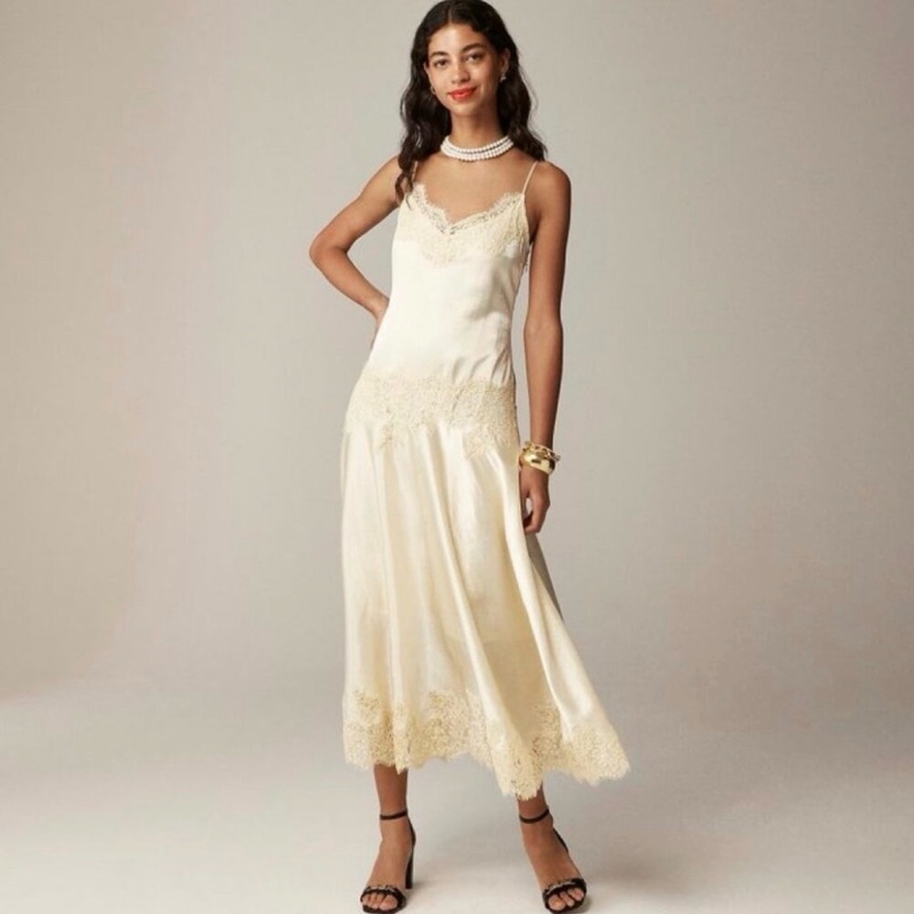J. Crew Cream Lace Detail Dress